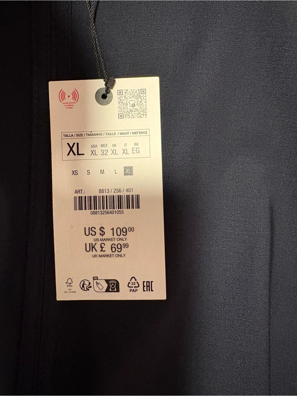 NWT Zara ZW Collection Wool-Blend Draped Navy Darted Dress size XL. - Picture 4 of 7
